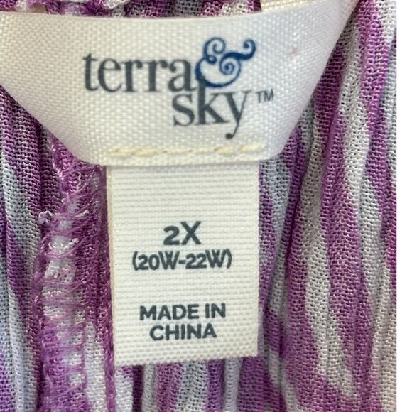 Terra& sky 2X (20wX22W) Violet Pink Patchwork 100% Rayon Convertible Blouse - Picture 3 of 8